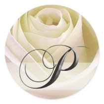 White Bridal Rose Monogram Sticker Initial P by aslentz White Bridal Rose Monogram Sticker Initial P