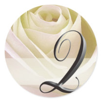 White Bridal Rose Monogram Sticker Initial Q