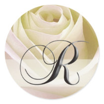 White Bridal Rose Monogram Sticker Initial R by aslentz White Bridal Rose Monogram Sticker Initial R