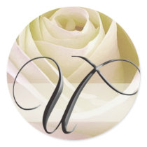 White Bridal Rose Monogram Sticker Initial U by aslentz White Bridal Rose Monogram Sticker Initial U