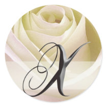 White Bridal Rose Monogram Sticker Initial X