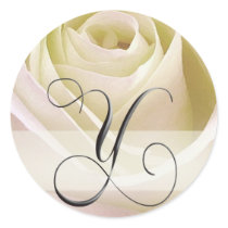 White Bridal Rose Monogram Sticker Initial Y