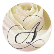 White Bridal Rose Monogram Stickers - Initial A by aslentz White Bridal Rose Monogram Stickers - Initial A