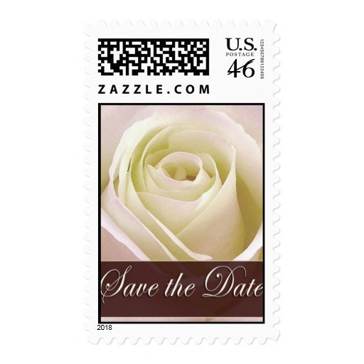 White bridal rose - save the date postage