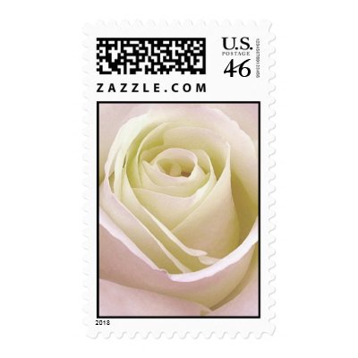 White bridal wedding rose postal stamp