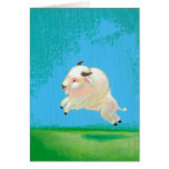 White buffalo art fun happy leaping bison painting greeting card