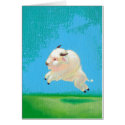 White buffalo art fun happy leaping bison painting cards