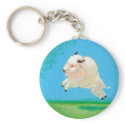 White buffalo art fun happy leaping bison painting keychains