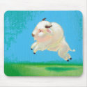 White buffalo art fun happy leaping bison painting mousepads