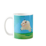 White buffalo art fun happy leaping bison painting coffee mugs