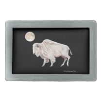 White Buffalo Full Moon Rectangular Belt Buckles