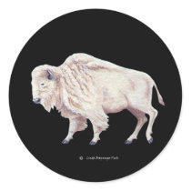 White Buffalo Round Stickers