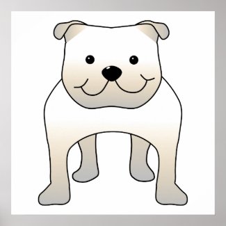 White Bulldog. Vector Animal. Dog Cartoon. Custom print