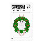 White Bunny And Christmas Wreath