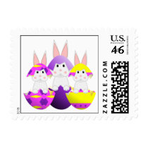 White Bunny Easter Eggs Stamps