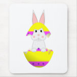 White Bunny In A Yellow Egg Mouse Pads