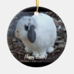 White Bunny Rabbit Happy Easter Christmas Ornaments
