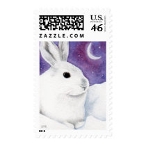 White Bunny Rabbit in Snow - Medium Postage