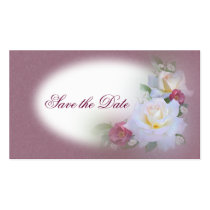White & Burgandy Roses - Save the Date business cards