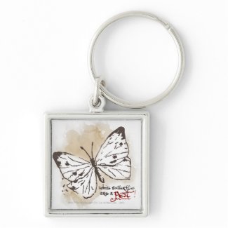 White Butterflies are a Pest Key Chain