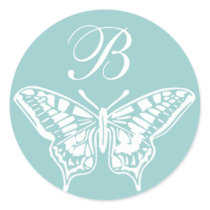 White Butterfly Customizable Monogram sticker by Cardgallery White Butterfly Customizable Monogram sticker