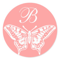 White Butterfly Customizable Monogram sticker by Cardgallery White Butterfly Customizable Monogram sticker