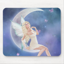 White Butterfly Fairy Moon Mousepad by emmamarlow White Butterfly Fairy Moon Mousepad