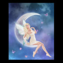 White Butterfly Fairy Moon Poster Print
