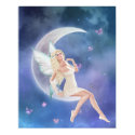White Butterfly Fairy Moon Poster Print