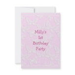 White Butterfly Pretty Pink 1st Birthday Party Custom Invites