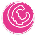 white C on Pink circle sticker