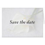 white calla lilies on linen save the date card