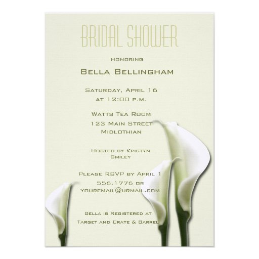 White Calla Lillies Bridal Shower Invitation