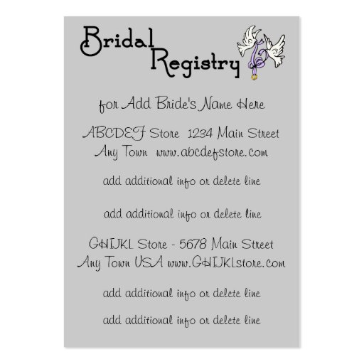 White Calla Lily - Bridal Registry Cards Business Card (front side)