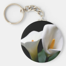 White Calla Lily Flower Keychain
