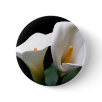 White Calla Lily Flower Round Button