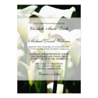 White Calla Lily Wedding Announcement