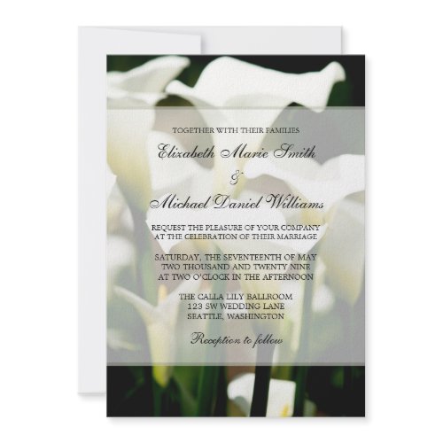 White Calla Lily Wedding invitation