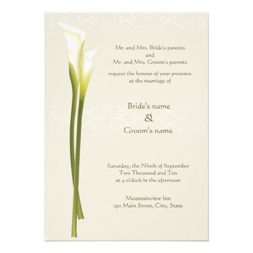 White Calla Lily Wedding Invitation