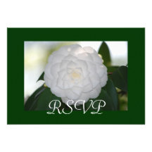 White Camellia RSVP cards Custom Invites
