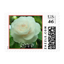 White Camellia RSVP Postage