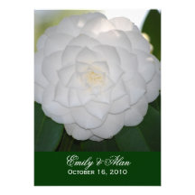 White Camellia Wedding Invitations 5x7