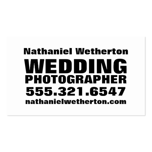 White Camera Wedding Photography Business Card (back side)