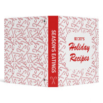 White Candy Cane Holiday Recipes Vinyl Binders