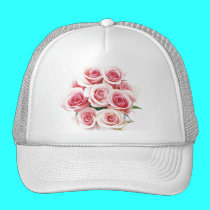 White Cap w/Pink Roses hats