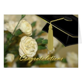 White Carnations Graduation Card