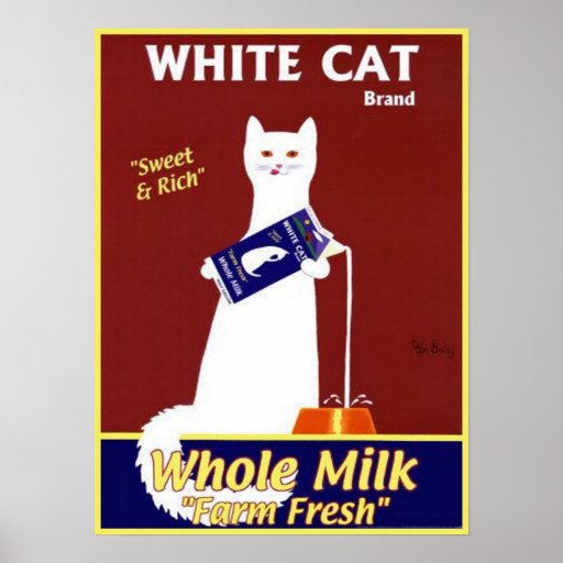 White Cat Brand Whole Milk Poster Zazzle