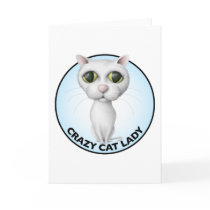 White Cat - Crazy Cat Lady Greeting Card