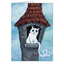 White Cat in a Fairy Tale Tower  Card
