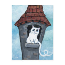 White Cat in a Fairy Tale Tower Postcards